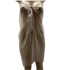 Zuliana Sheer Beige Lettuce Trim Long Sarong O/S New With Tags